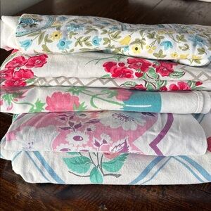 Vintage 1950/60s cotton tablecloth bundle set of five